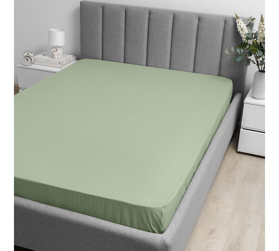 Простыня Волшебная Ночь Smoke Green на резинке, поплин, 140/200 782098