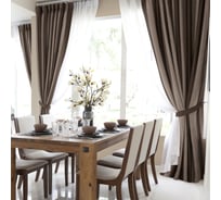 Комплект из двух штор Волшебная Ночь рогожка, 165/270 см, зебра-капучино 770357