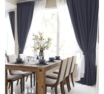 Комплект из двух штор Волшебная Ночь рогожка, 200/270 см, с подхватами, индиго 757473