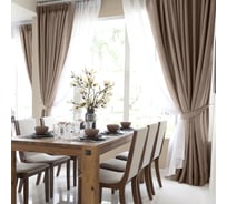 Комплект из двух штор Волшебная Ночь рогожка, 200/270 см, с подхватами, какао 757480