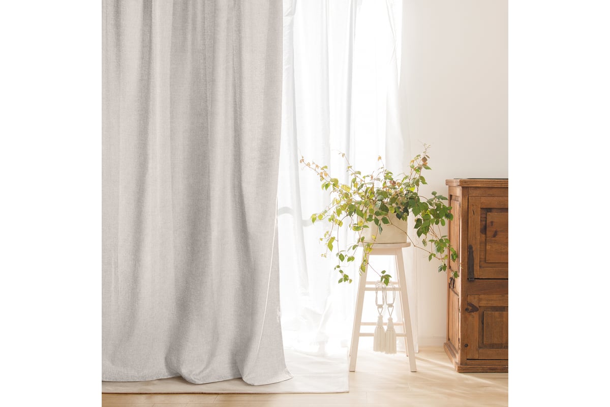 Комплект из двух штор Волшебная Ночь рогожка, 165/270 см, экрю 721876 ...