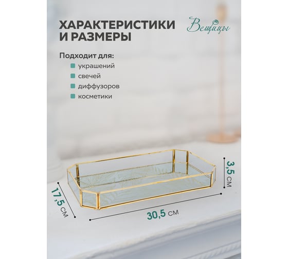 Стеклянный поднос Вещицы HANDY HOME экзотика, 305х175х35 Fancy26