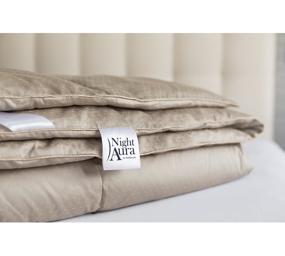 Стеганое одеяло Мягкий сон latte cotton aeroflex, night aura 205x140, бежевый ОЛ_NA-25401у