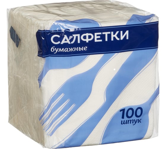 Бумажные салфетки ООО Комус однослойные 24x24 см белые 100 листов в пачке, 15 пачек в упаковке 1122232 1