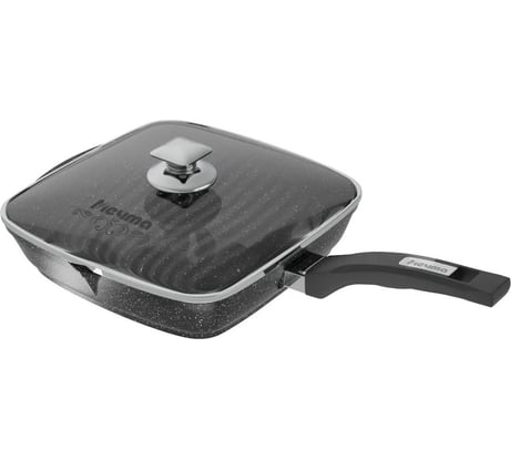 Сковорода-гриль Мечта квадратная 26x26 см гранит black со стеклянной крышкой с66802