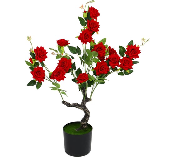 Искусственное растение INBLOOM Роза красная 85 см, PEVA, цемент 008-023