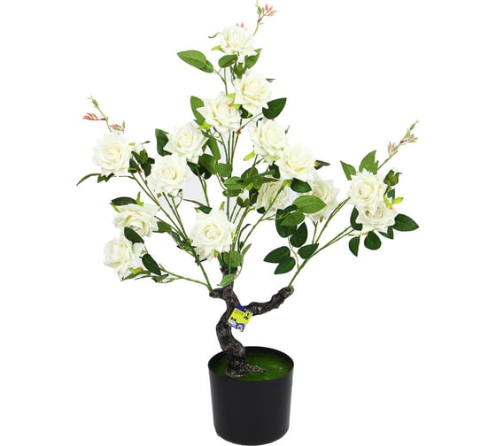 Искусственное растение INBLOOM Роза белая 85 см, PEVA, цемент 008-022