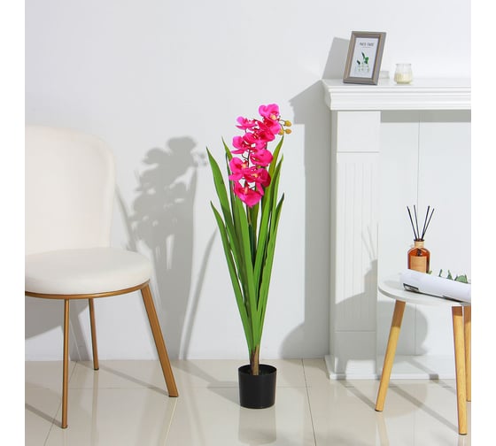 Искусственное растение INBLOOM Фаленопсис ярко-розовый 100 см, PEVA, цемент 008-027