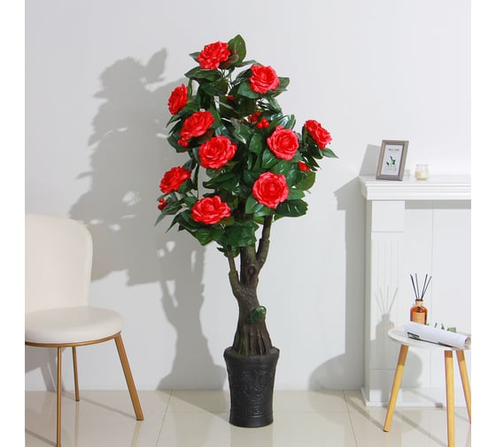 Искусственное растение INBLOOM Роза красная 160 см, PEVA, цемент 008-017
