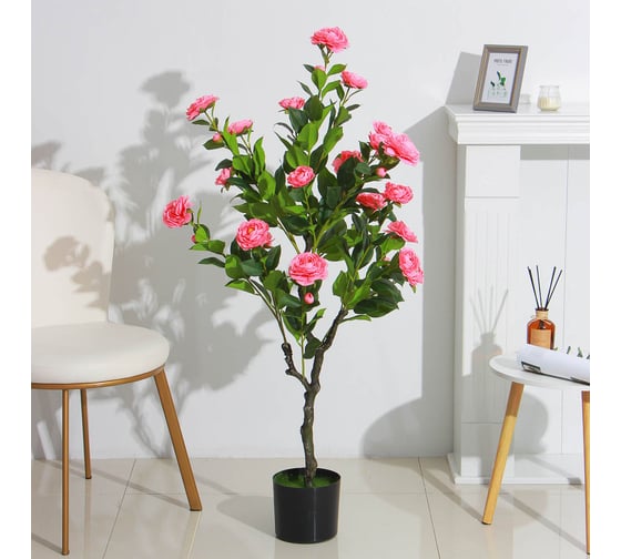Искусственное растение INBLOOM Роза светло-розовая 130 см, PEVA, цемент 008-021