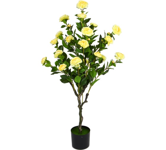 Искусственное растение INBLOOM Роза желтая 130 см, PEVA, цемент 008-020