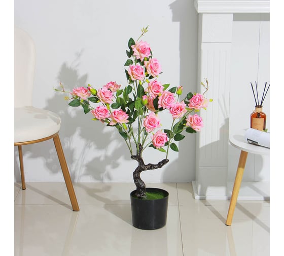 Искусственное растение INBLOOM Роза светло-розовая 85 см, PEVA, цемент 008-024