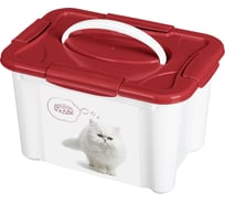 Контейнер для корма Бытпласт с декором lucky pet 5.5 л, кошки, бордовый 434212521