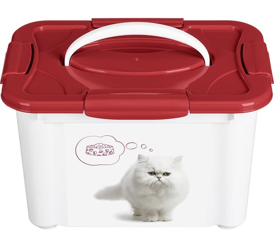 Контейнер для корма Бытпласт с декором lucky pet 5.5 л, кошки, бордовый 434212521
