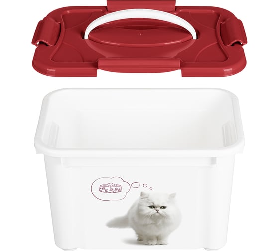 Контейнер для корма Бытпласт с декором lucky pet 5.5 л, кошки, бордовый 434212521