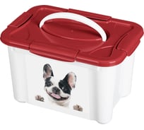 Контейнер для корма Бытпласт с декором lucky pet, 5.5 л, собаки, бордовый 434212421