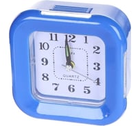 Часы-будильник PERFEO Quartz " PF-TC-003", квадратные 9,5x9,5 см, подсветка, синие 30015200 26075225