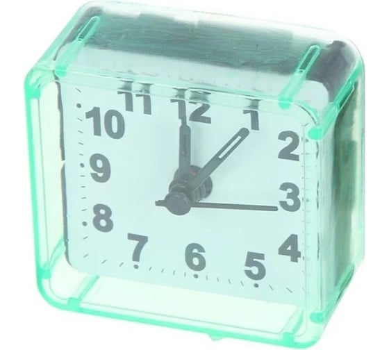 Часы-будильник PERFEO Quartz " PF-TC-001", квадратные 5,5x5,5 см, зелёные 30015194 1