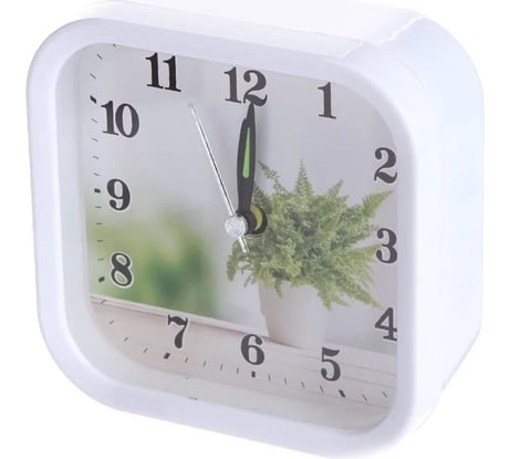 Часы-будильник PERFEO Quartz " PF-TC-008", квадратные 9,5x9,5 см, белые 30015215