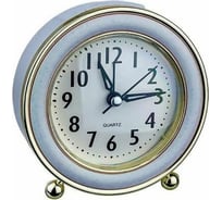 Часы-будильник PERFEO Quartz " PF-TC-016", круглые, 10,5 см, подсветка, синий 30015240