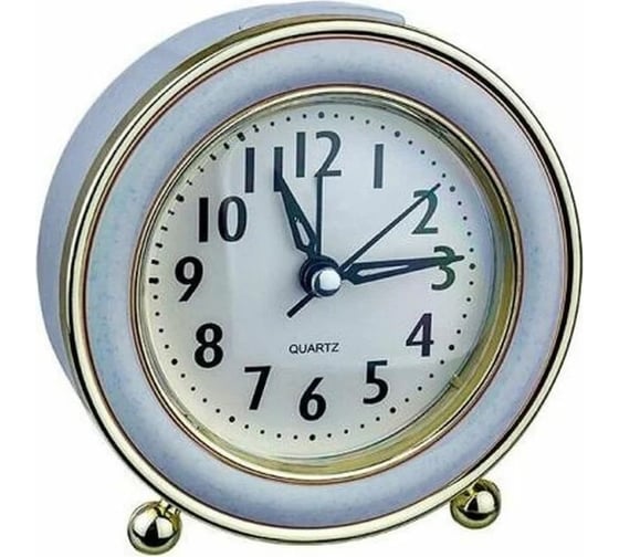 Часы-будильник PERFEO Quartz " PF-TC-016", круглые, 10,5 см, подсветка, синий 30015240