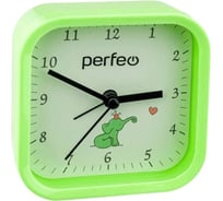 Часы-будильник PERFEO Quartz " PF-TC-012", квадратные 9,5x9,5 см, зелёные 30015228