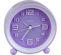 Часы-будильник PERFEO Quartz " PF-TC-007", круглые, 10,5 см, фиолетовые 30015212