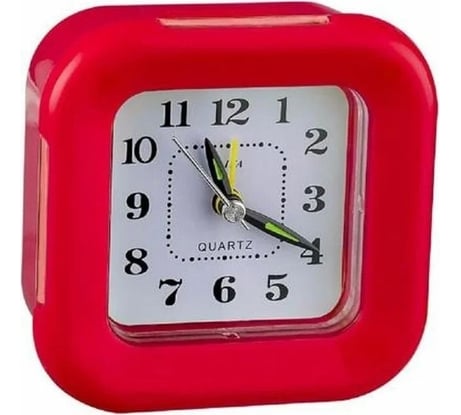Часы-будильник PERFEO Quartz PF-TC-003 квадратные, 9,5x9,5 см, подсветка, красные 30015201