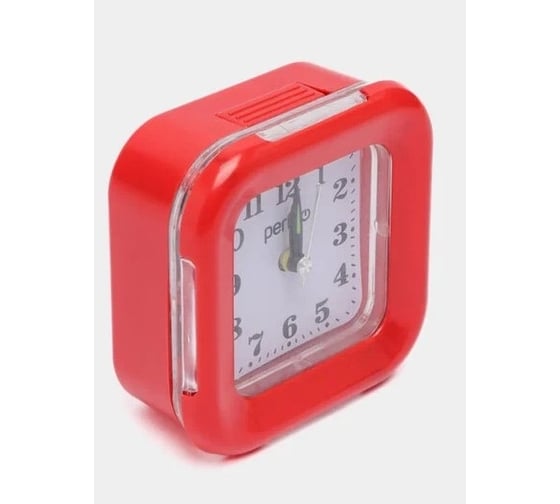 Часы-будильник PERFEO Quartz PF-TC-003 квадратные, 9,5x9,5 см, подсветка, красные 30015201