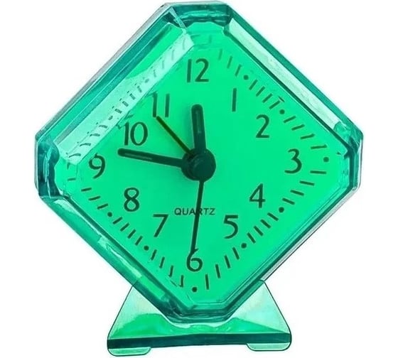 Часы-будильник PERFEO Quartz " PF-TC-002", ромб, 7,5x8,5 см, зелёные 30015198 1