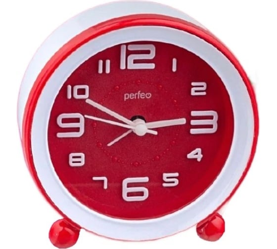 Часы-будильник PERFEO Quartz " PF-TC-007", круглые, 10,5 см, красные 30015214 1