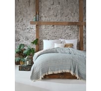 Плед Arya Home arya жаккардовый трехслойный муслин, 220x240, elia бирюзовый 8680943225177