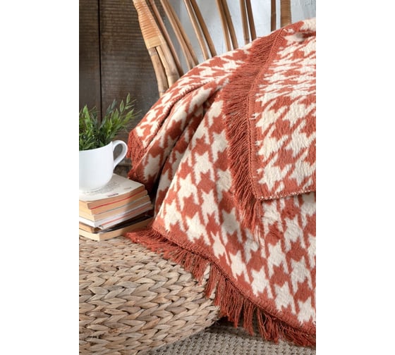 Плед Arya Home arya с принтом, 200x220, rocket кирпичный 8680943228413