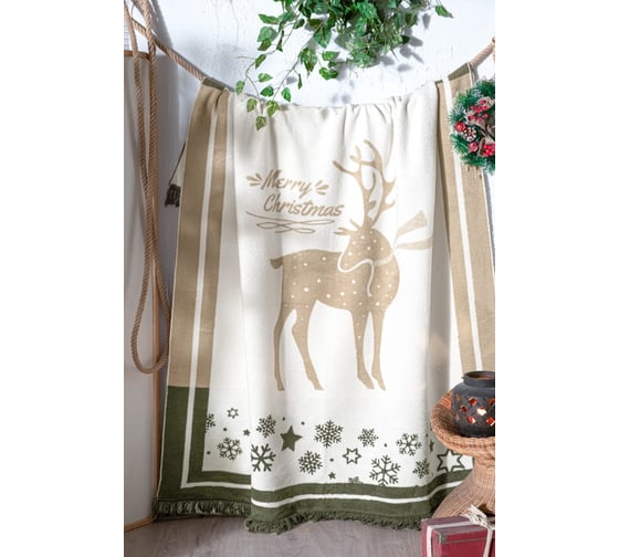 Плед Arya Home arya хлопок, 200x220, elves бежевый, зеленый 8680943220233