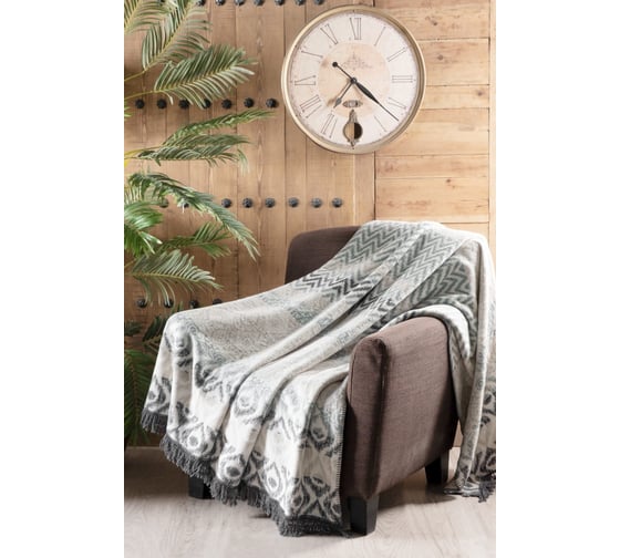 Плед Arya Home arya хлопок, 200x220, lily синий, серый 8680943220677