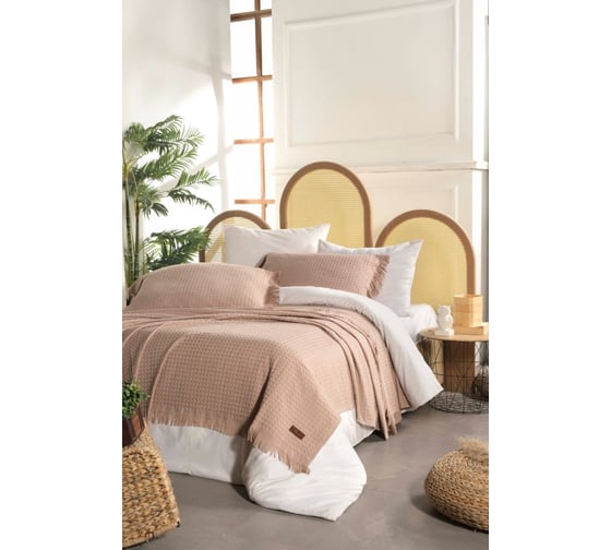 Плед Arya Home arya хлопок, с наволочками, 220x240, summer темно-бежевый 8680943224989