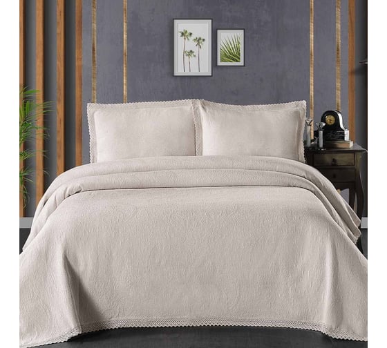 Покрывало Arya Home arya жаккард, с кружевом, 160x220, paisley бежевый 8680943101907