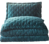Покрывало Arya Home arya бархат, 250x260, 2 наволочки 50x70+5, ansel темно-бирюзовый 8680943083869
