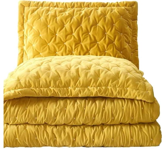 Покрывало Arya Home arya бархат, 180x240, наволочка 50x70+5, ansel желтый 8680943083814 1