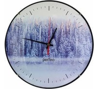 Настенные часы PERFEO круглые, 30 см., зимний лес циферблат PF-WC-006 30015271
