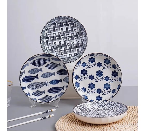 Набор тарелок ZDK Kitchen Japanese Collection, 2 шт, цвет голубой, диаметр 20 см 371104-SET2