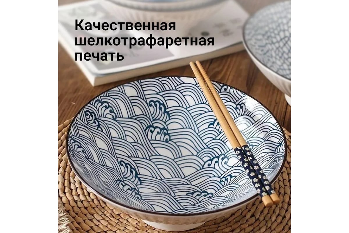 Набор тарелок ZDK Kitchen Japanese Collection, глубокие, 4 шт, цвет  голубой, диаметр 20 см 371594bowl - выгодная цена, отзывы, характеристики,  фото - купить в Москве и РФ