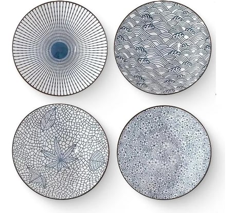 Набор тарелок ZDK Kitchen Japanese Collection, глубокие, 4 шт, цвет голубой, диаметр 20 см 371594bowl