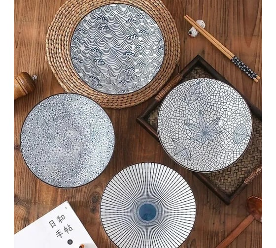 Набор тарелок ZDK Kitchen Japanese Collection, глубокие, 4 шт, цвет голубой, диаметр 20 см 371594bowl