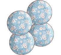 Набор тарелок ZDK Kitchen Japanese Collection, 4 шт, цвет голубой, диаметр 18 см Цветочки 371594-4