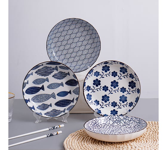 Набор тарелок ZDK Kitchen Japanese Collection, 2 шт, цвет голубой, диаметр 20 см 371108-SET2