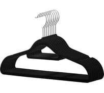 Вешалка-плечики для одежды BIRD HOUSE бархатные, черный, 20 шт. 29723