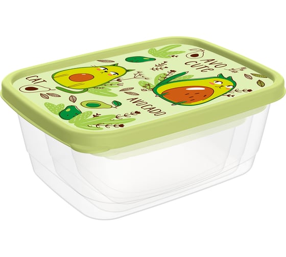 Комплект контейнеров для продуктов IDILAND прямоугольные 3 шт, 0.5 л + 0.85 л + 1.5 л с декором салатовый 221181820/04
