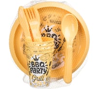 Набор для пикника IDILAND с декором, 20 предметов на 4 персоны бледно-желтый 221133004/01