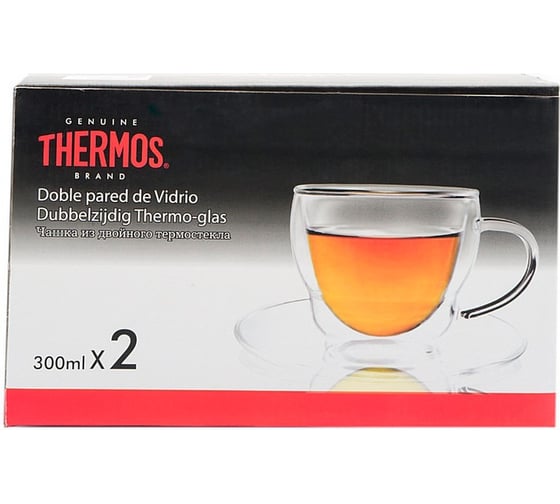 Кружки из двойного стекла с блюдцем (2 шт.) THERMOS 0.3L 900722